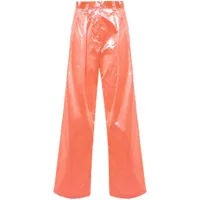 forte forte pantalon droit à effet métallisé - rose