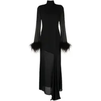 de la vali robe longue cosmopolita à détails de plumes - noir