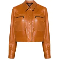 frame veste zippée à coupe crop - marron