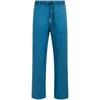 marni pantalon droit à taille nouée - bleu