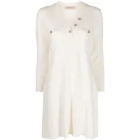twinset robe courte à logo strassé - blanc