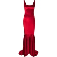 atu body couture robe en velours à coupe longue - rouge