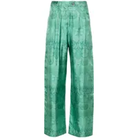 pierre-louis mascia pantalon ample à fleurs - vert
