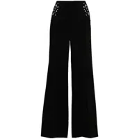 stella mccartney pantalon de costume évasé en broderie anglaise - noir