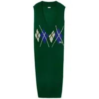 burberry robe longue à losanges en intarsia - vert