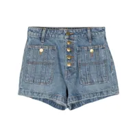 ulla johnson mid-rise denim mini shorts - bleu