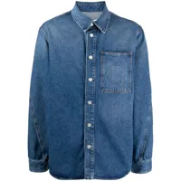 trussardi chemise en jean à logo embossé - bleu