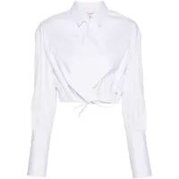genny chemise crop à plaque logo - blanc