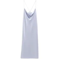 filippa k robe en soie à design drapé - bleu