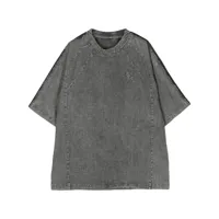 wooyoungmi t-shirt en jean à logo appliqué - gris