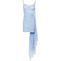 mugler robe courte à design drapé - bleu