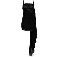 mugler robe courte drapée à dos ouvert - noir