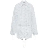 the attico robe-chemise en coton à fines rayures - blanc