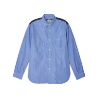 junya watanabe man chemise rayée à design patchwork - bleu