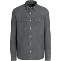 zegna chemise en jean à effet délavé - gris