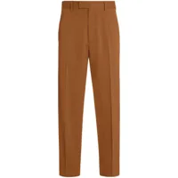 zegna pantalon droit à plis marqués - marron