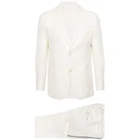 eleventy costume en lin à veste à simple boutonnage - blanc