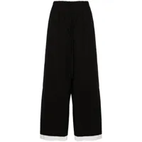 yohji yamamoto pantalon ample à lien de resserrage - noir