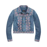 ralph lauren rrl chemise en jean à fleurs brodées - bleu