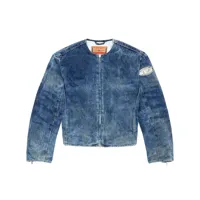 diesel veste en jean d-calur-fse à plaque logo - bleu