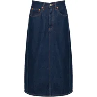 mm6 maison margiela jupe portefeuille en jean à coupe mi-longue - bleu