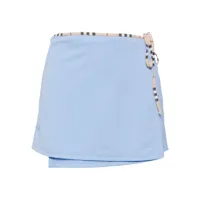 burberry jupe portefeuille à carreaux à motif vintage check - bleu