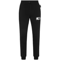 plein sport pantalon de jogging à plaque logo - noir