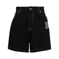 off-white short en jean à logo appliqué - noir