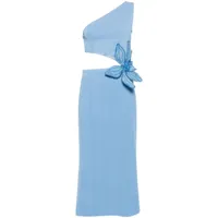 patbo robe mi-longue à fleurs appliquées - bleu