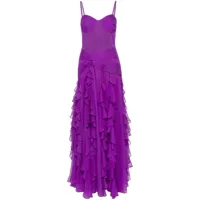 patbo robe longue à volants - violet