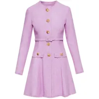 oscar de la renta robe courte à boutons fleur - violet