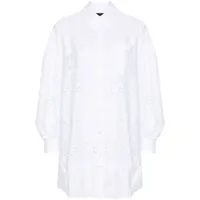 simone rocha robe-chemise en broderie anglaise - blanc