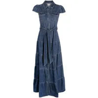 alice + olivia robe en jean miranda à coupe longue - bleu