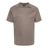zegna t-shirt en laine à design nervuré - marron