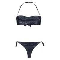 emporio armani bikini à logo imprimé - bleu
