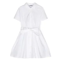 moschino kids robe-chemise en coton à logo imprimé - blanc