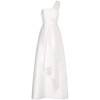alberta ferretti robe drapée à une épaule - blanc