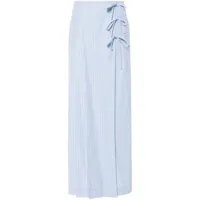 alberta ferretti jupe mi-longue rayée à design plissé - bleu