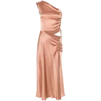 alberta ferretti robe mi-longue satinée à design asymétrique à une épaule - rose