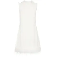 rixo robe courte candice bordée de plumes - blanc