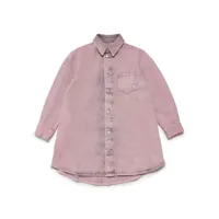 mm6 maison margiela kids chemise en jean à effet délavé - rose