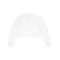 mm6 maison margiela chemise en coton à design superposé - blanc