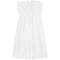 mm6 maison margiela robe longue en popeline à fronces - blanc
