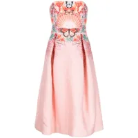 mary katrantzou robe mi-longue meadow à broderies - rose