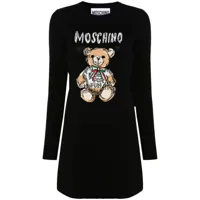 moschino robe courte à motif teddy bear - noir