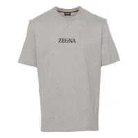 zegna t-shirt en coton à logo imprimé - gris