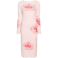 kenzo robe mi-longue à design plissé - rose