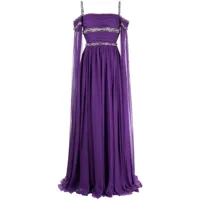 zuhair murad robe longue en soie à ornements en cristal - violet