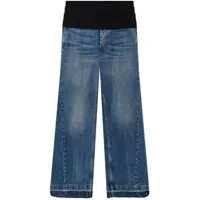 stella mccartney tuxedo-embellished wide-leg jeans - bleu