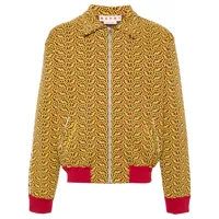 marni veste zippée à motif en jacquard - jaune